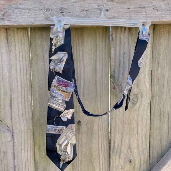 Vintage Tabasco 100% Silk Gator and Computer Novelty Printed Neck Tie - Picture 1 of 8